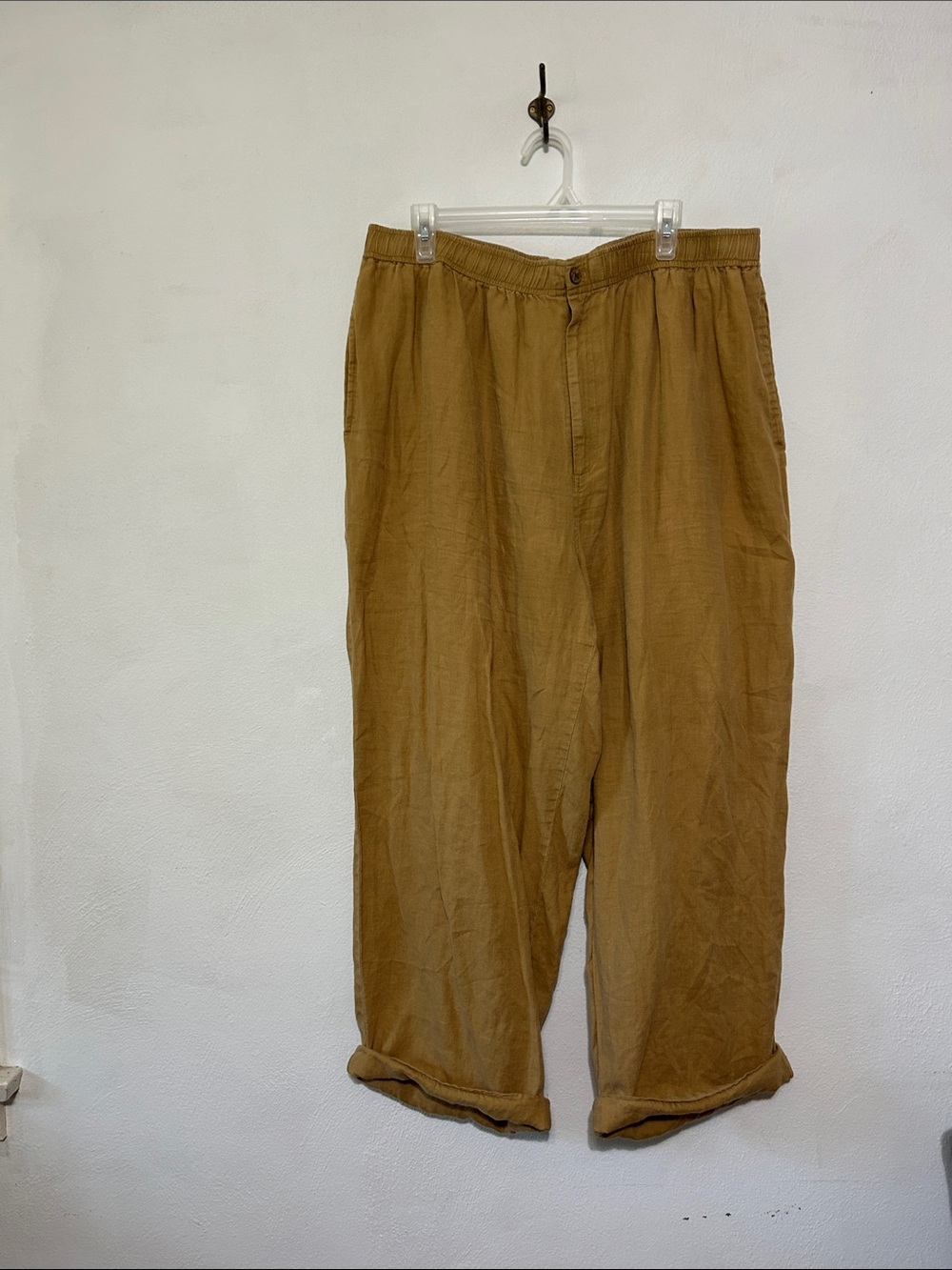 Women's 100% Linen Pants High Waisted Elastic Waist